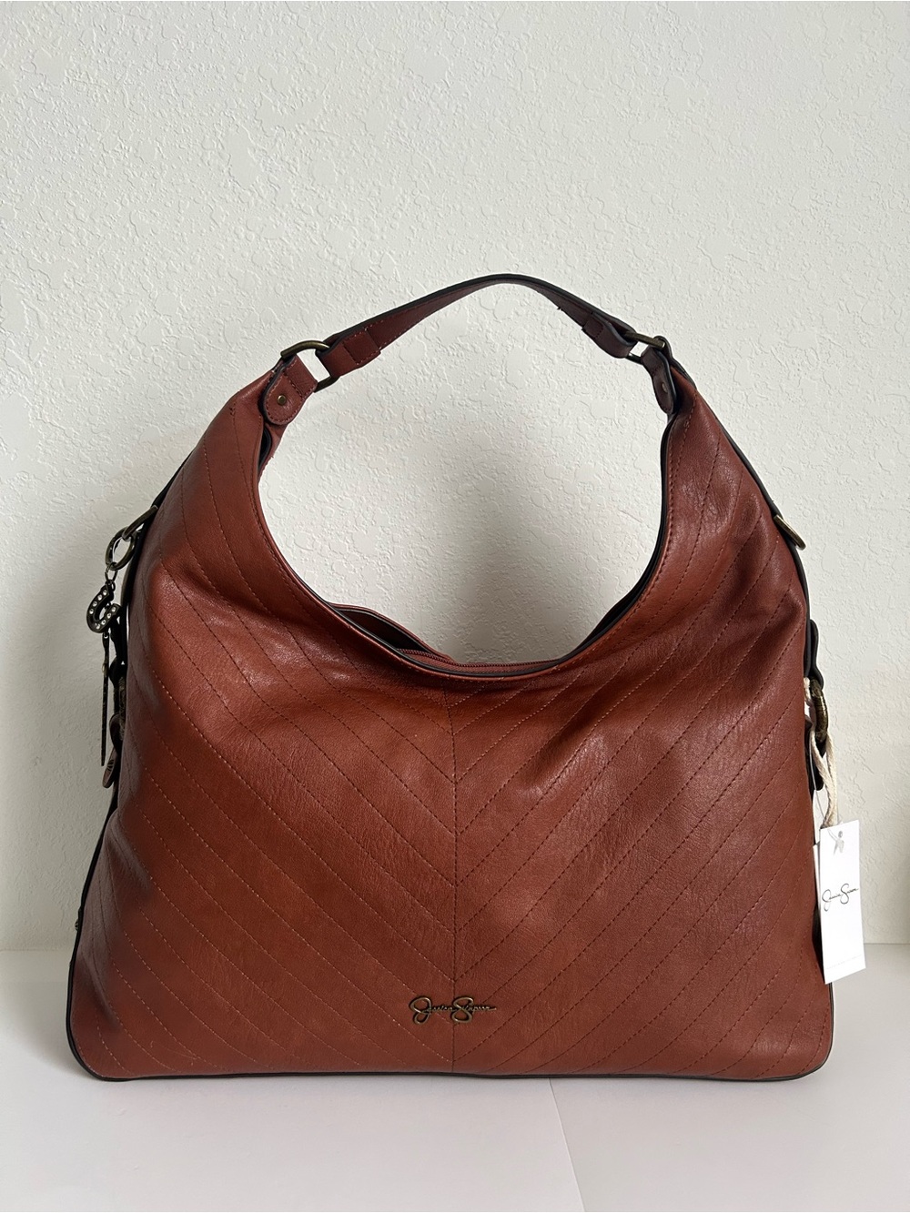 Jessica Simpson Chestnut Quilted Shoulder Hobo Bag